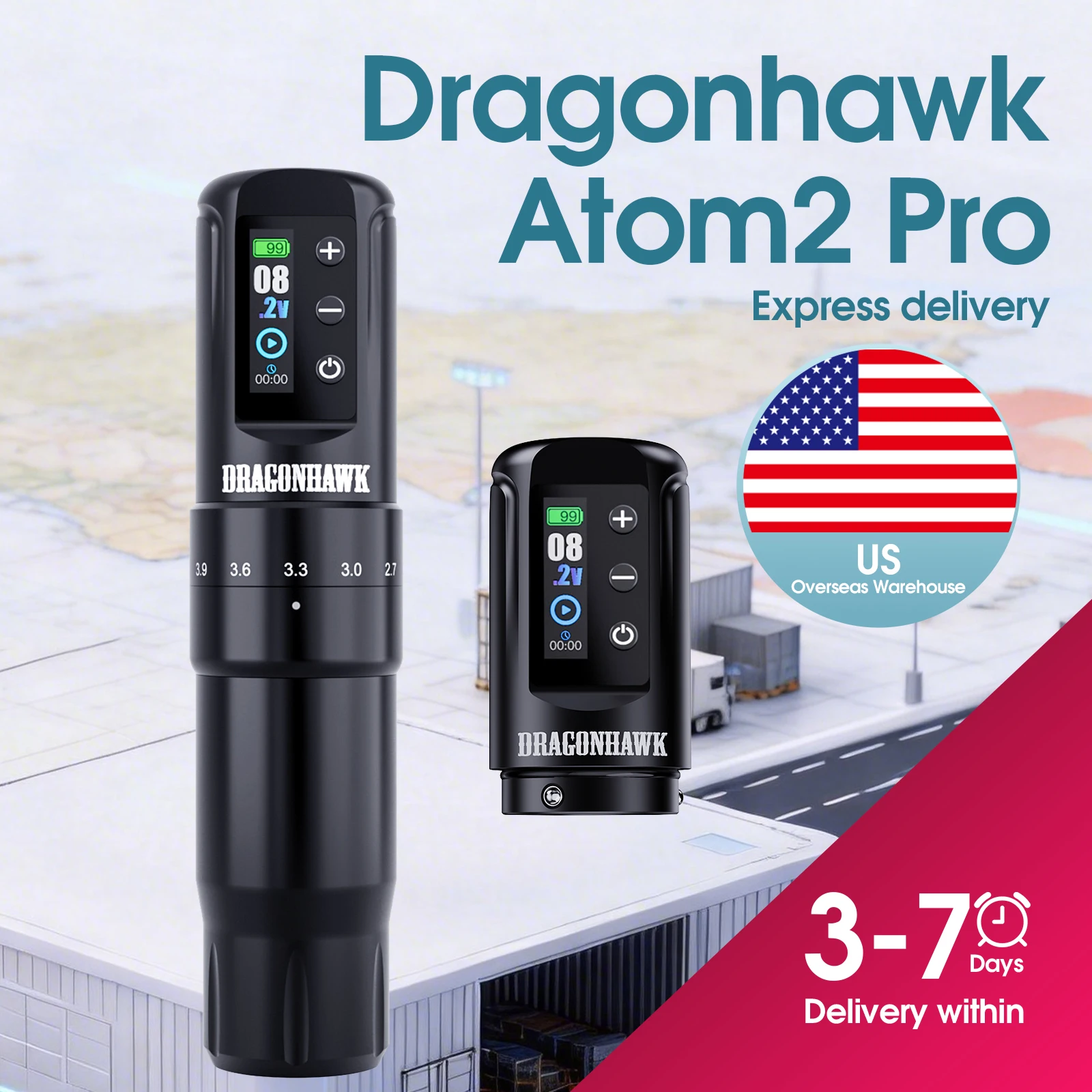 

Dragonhawk Wireless Tattoo Machine Pen Guns Full Kit 7 Strokes 2000mAh Battery Tattoo Supplies for Beginner or Pro Body Artist