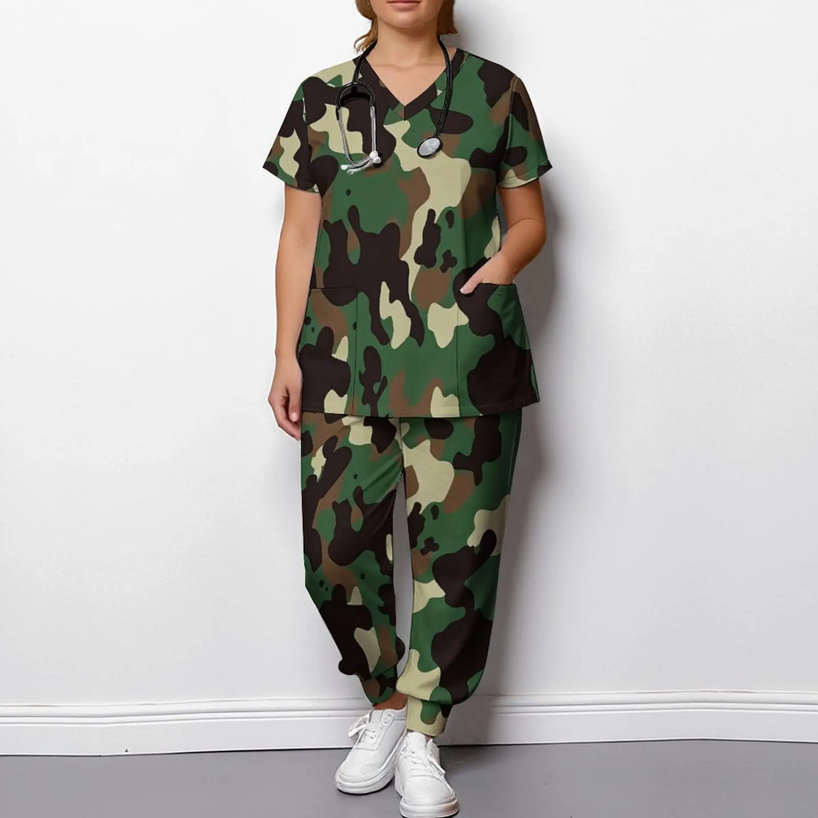 Plus Size Women Print 2 Piece Two Piece Set V-Neck Everyday Commuting Clothes Retro Elegance Sweatpants