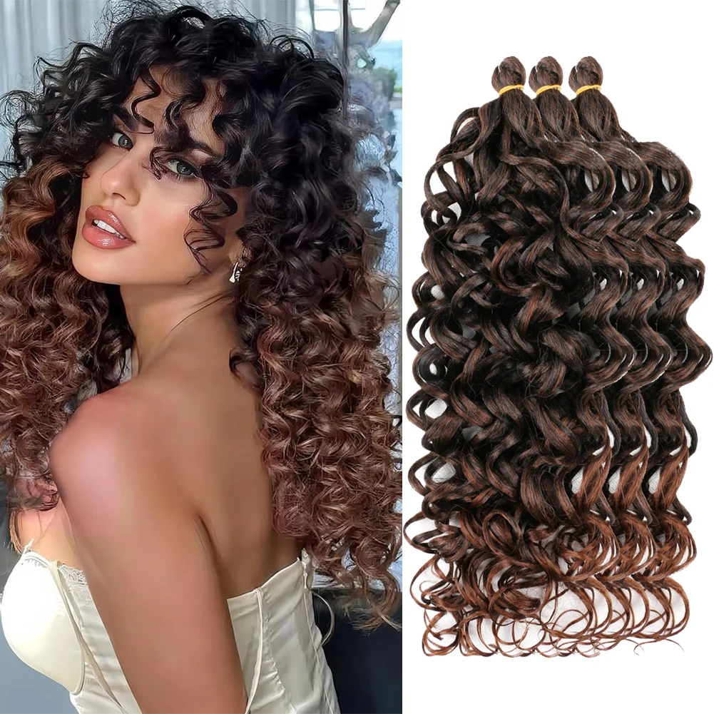 

20 inch Long Hawaii Curly Braiding Hair Synthetic Bohemian Crochet Braid Water Wave Crochet Hair Extensions For Women