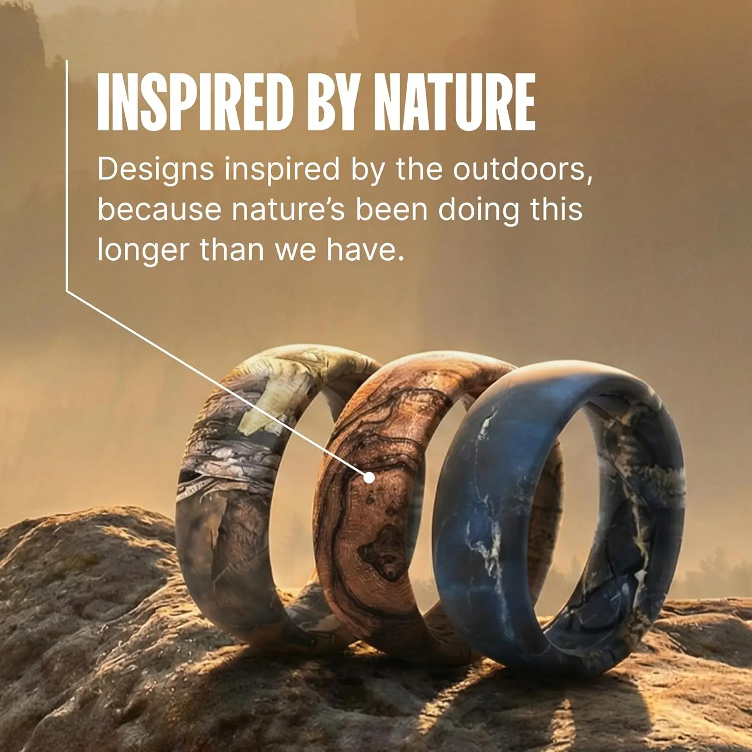 

Groove Life Mossy Oak Camo Silicone Ring Breathable Rubber Wedding Rings for Men and Women, Unique Design, Comfort Fit Ring