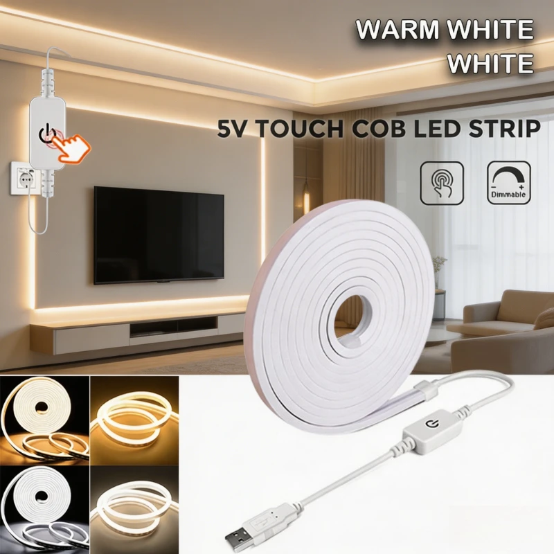Touch-controlled LED Strip Lights, Suitable for Bedroom Decor and Anniversary Celebrations, Christmas, Halloween