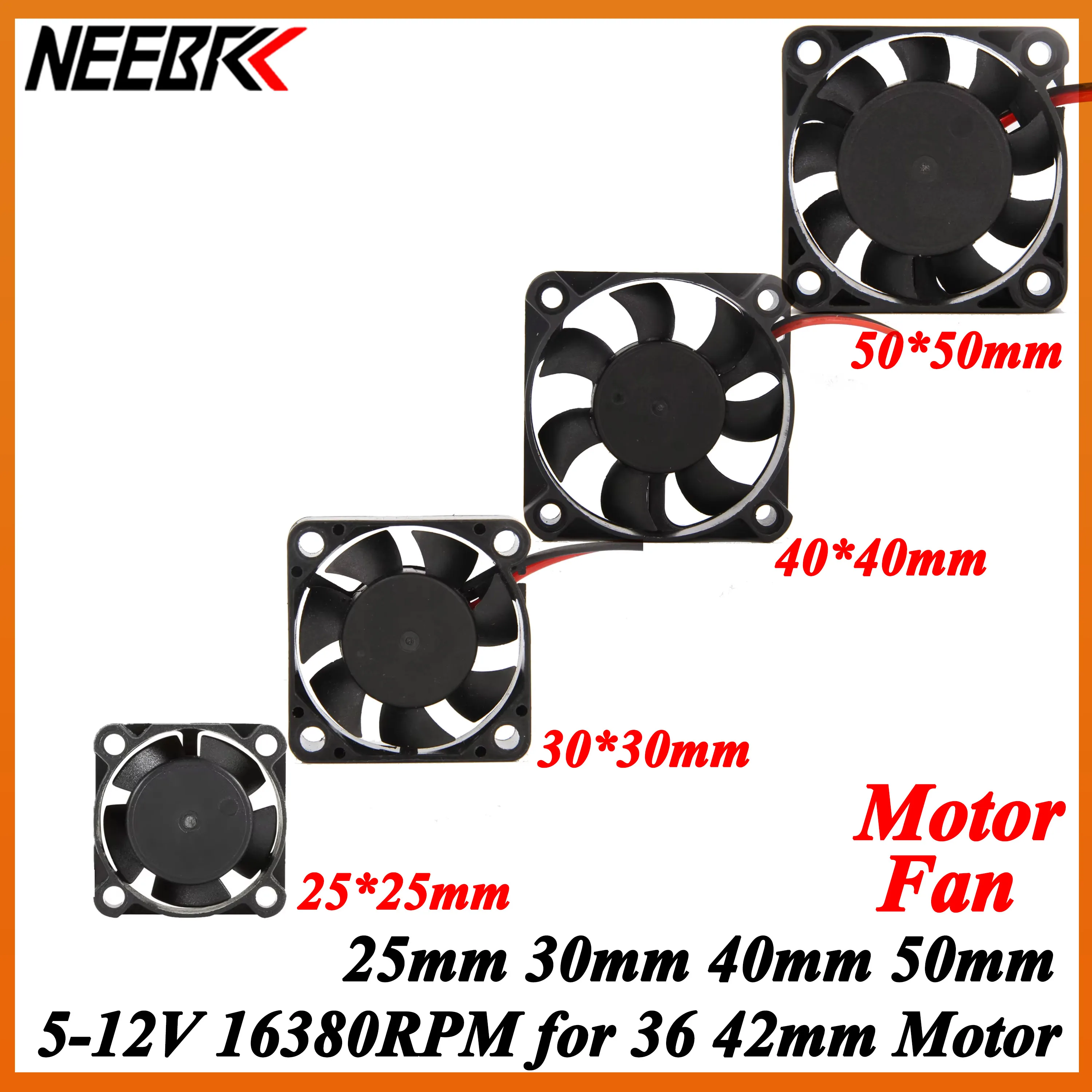 

NEEBRC 25mm 30mm 40mm Fan 5-12V DC Heat Sink High Wind Rapid Cooling Max 16380RPM 30/60/120/150A ESC 36/42mm 3650 Motor Parts