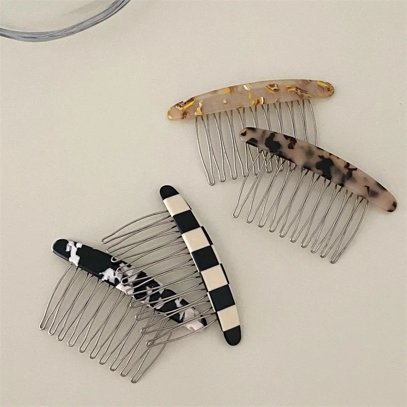 Marble Pattern Iron Tooth Simple Comb Clip Bangs Hair Clip Korean Style Insert Comb Clip Texture Insert Comb Styling Tools Women