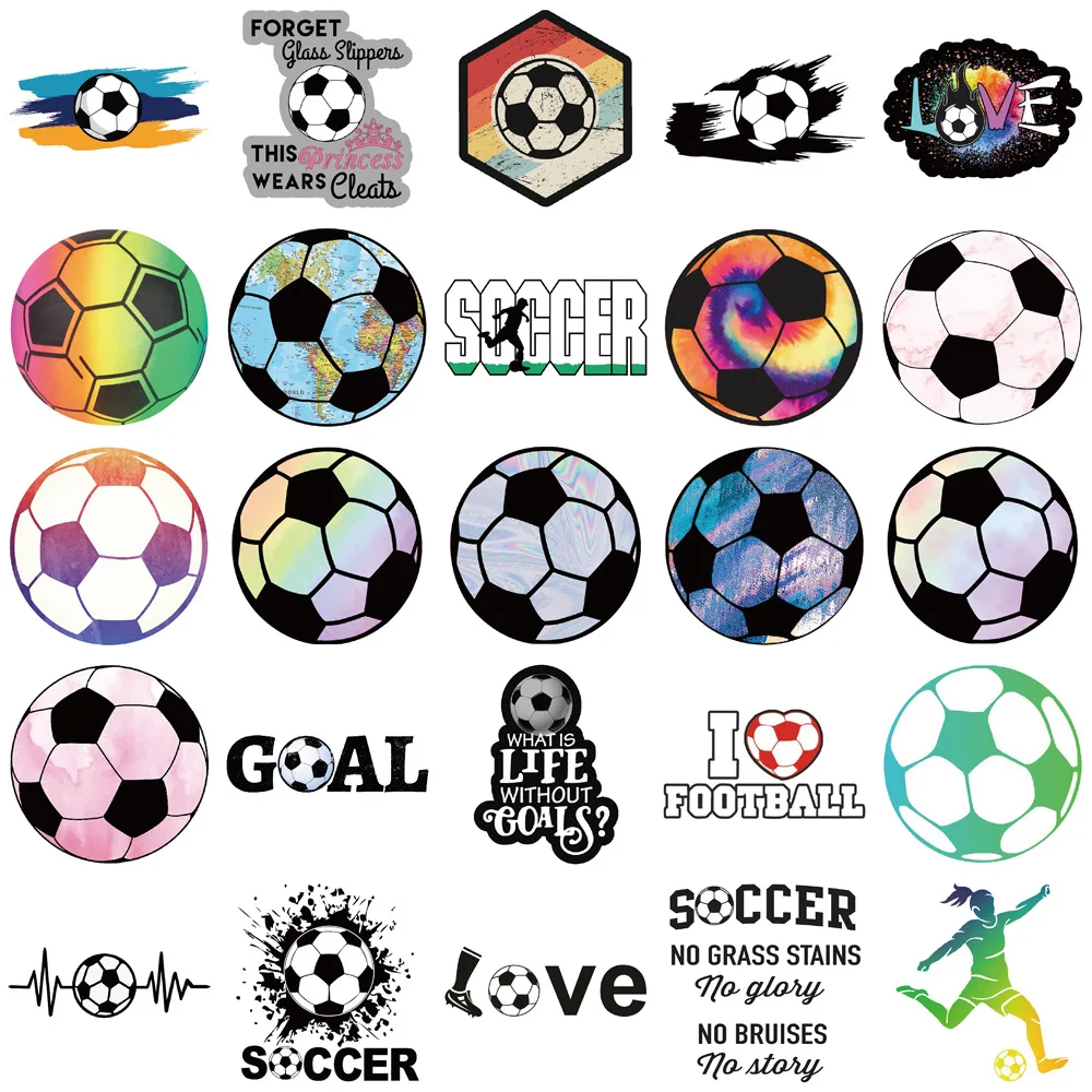 50PCS Football Waterproof Stickers Sports Cartoon Graffiti Decoration DIY Notebook Suitcase Phone Fridge Water Cup Guitar Toys