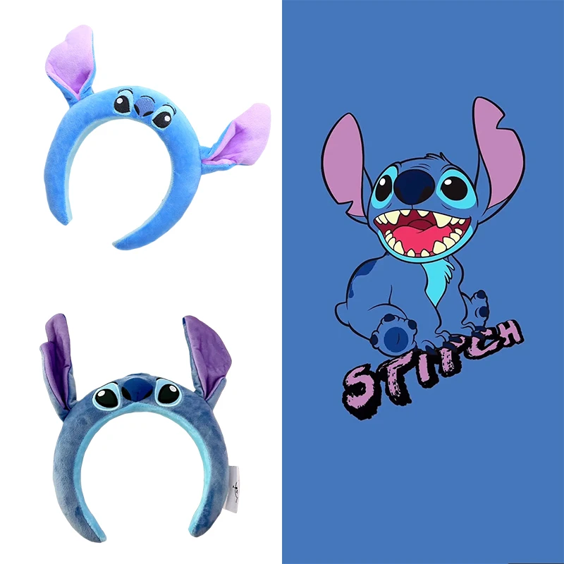 

Blue Stitch Plush Headbands Girls Cute Angel Ears Hair Accessories Kids Disney Anime Headwear Women Carnival Hair Bands Gifts