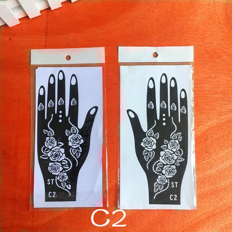 Autoadesivo Henna Tattoo Stencil, Flor da Índia, Modelo Temporário, Corpo das Mulheres, Braço, Perna, Art Paint, Beleza, Maquiagem