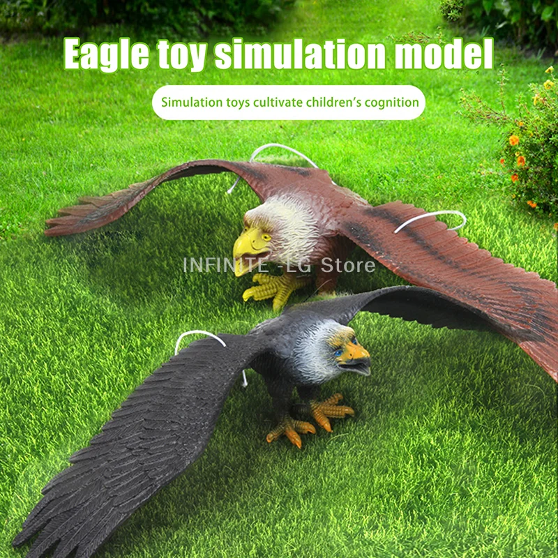 Life-like Plastic Eagle Figurine, Flying Hawk Decoy for Garden Scarecrow and Bird Deterrent, 1-Piece