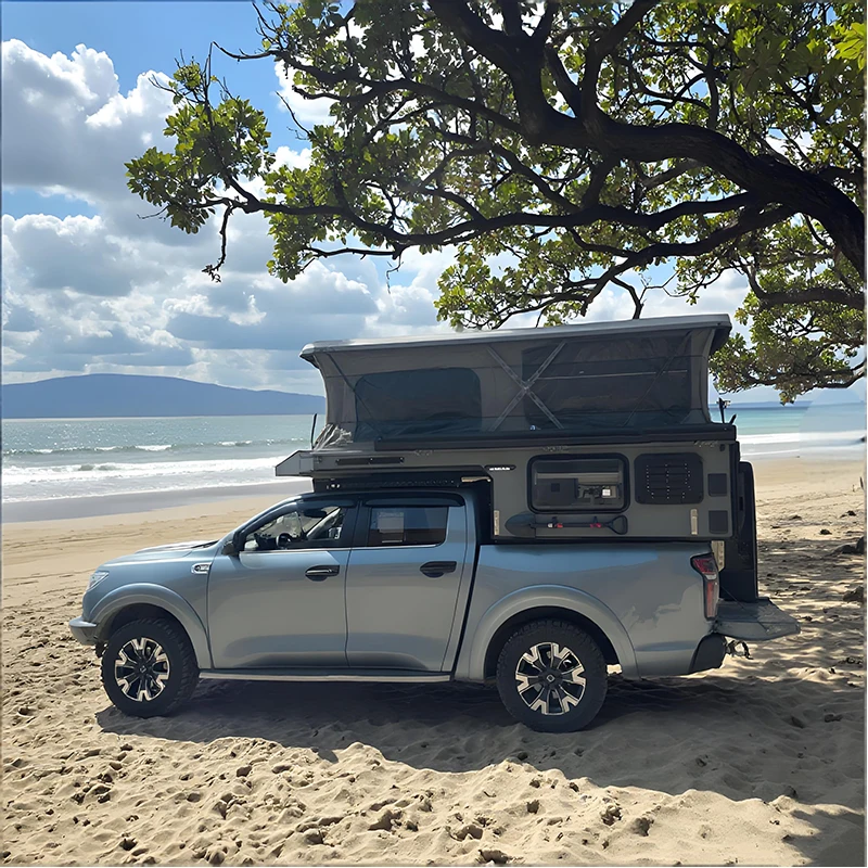 Premium Truck Bed Camper Shell with Waterproof Pop Up Tent and Lockable Storage for Overland Camping Adventures