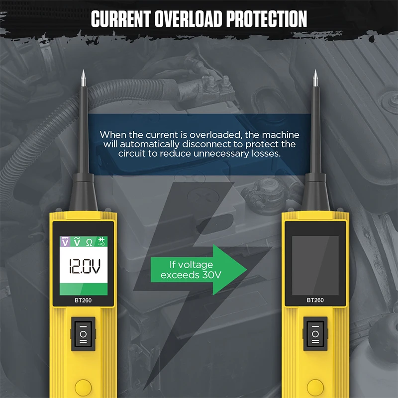 BT260 Automotive Circuit Tester; Automotive Circuit Fault Diagnosis and Repair Test Light; Circuit Tester; AC/DC Voltage Measure