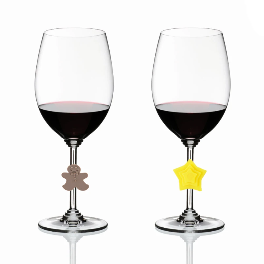 

6Pcs Silicone Wine Glass Marker Festive Christmas Design Cup Label for Identifying Drinks At Parties Banquets Gatherings