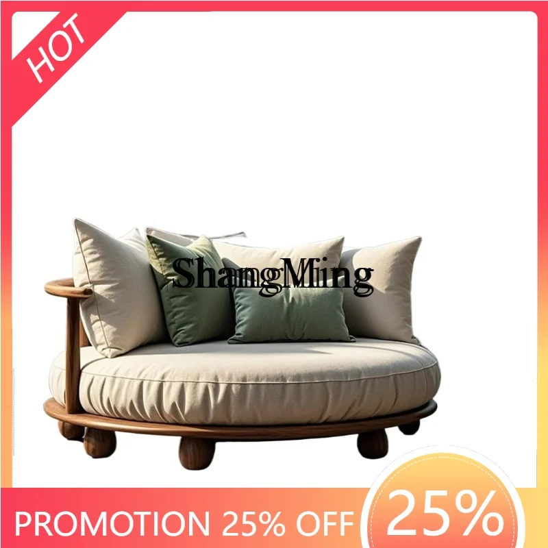 

CL sofa double living room antique solid wood creative round single small sofa