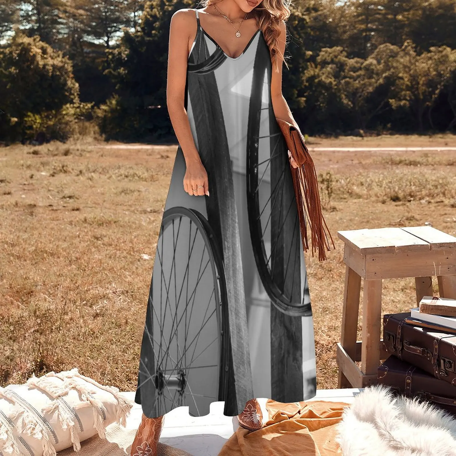 Bicycle Wheels Sleeveless Dress women clothing 2024 new arrivals Long dress woman dress women summer 2024