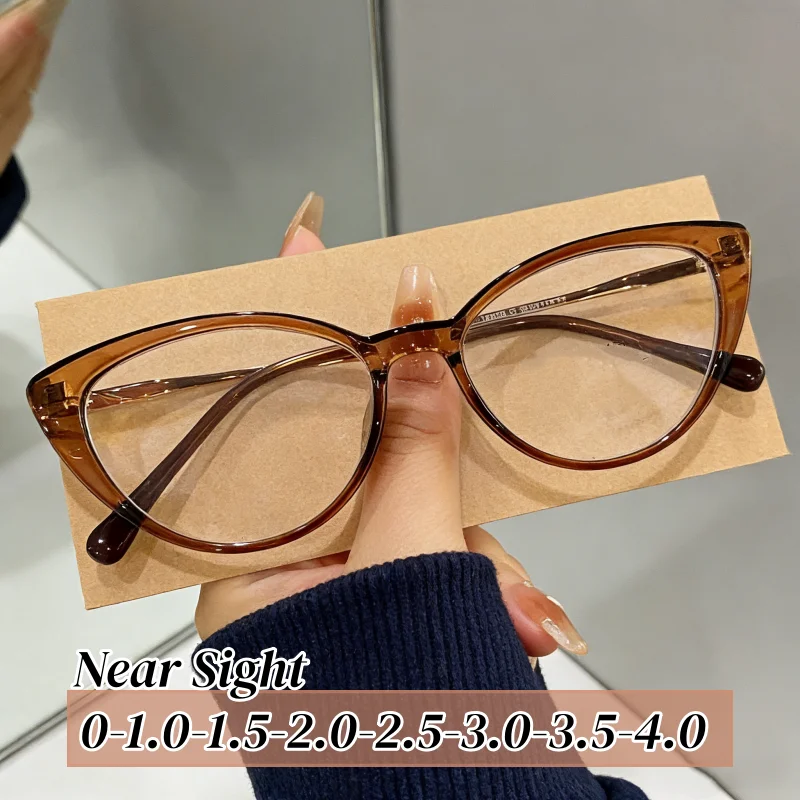 

Unisex Fashion Finished Myopia Glasses Women Men New Trend Blue Light Blocking Glasses Ins Style Cat Eye Near Sight Eyeglasses