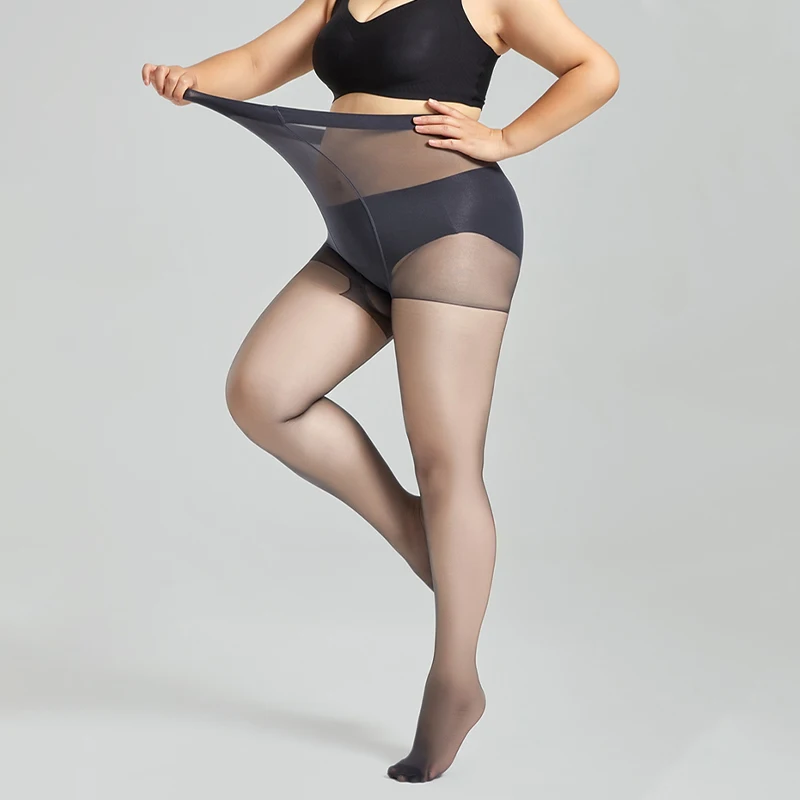 15D Große Größe Transparente Strumpfhosen Damen Hohe Taille Elastizität Dünne Strumpfhosen Sommer Atmungsaktive Strümpfe Business Strumpfhosen Plus Größe