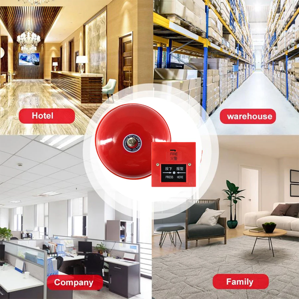 Manual Call Point Fire Alarm Metal Fire Control Sound and Light Fire Alarm Internal Strike Alarm Bell for Home Or Office