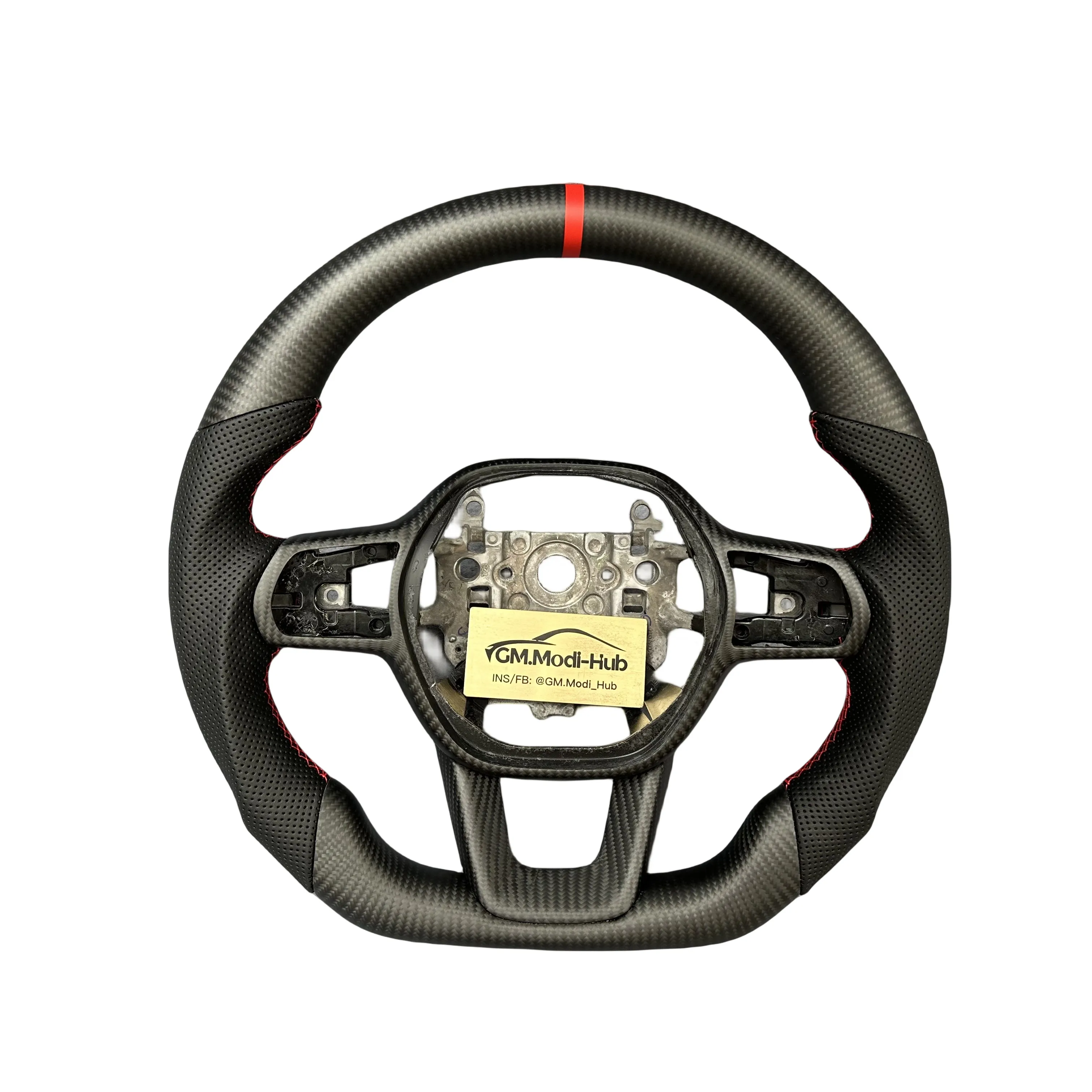 GM.Modi-Hub Real Carbon Fiber Car Steering Wheel For  11th gen Civic 2022 2023 2024 2025 Type R FL5 SI