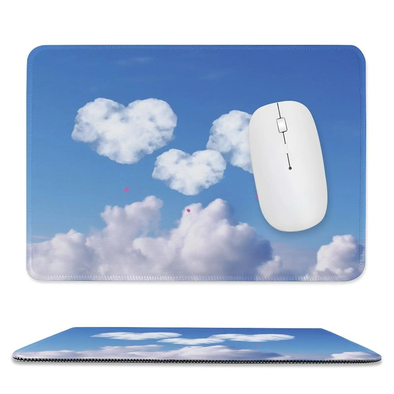 

Happy Valentines Day Heart Shape Cloud Lock Edge gaming mousepad Mouse Mat Keyboard Mats Desk Pad 22x18cm