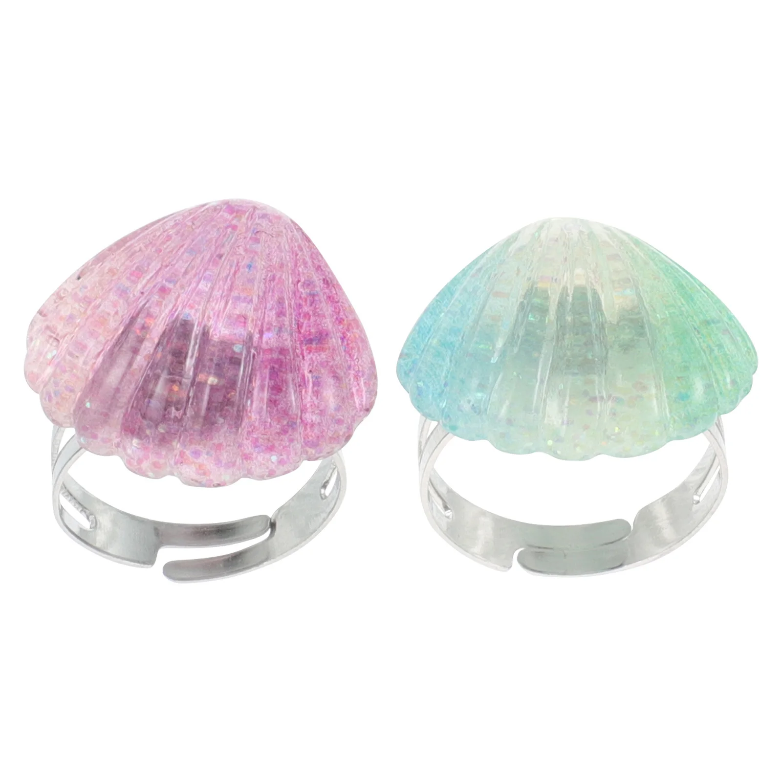 2 قطعة خاتم صدف للفتيات الصغيرات مجوهرات لطيف اكسسوارات حفلات الشاطئ المحيط تحت عنوان زينة عيد الميلاد خواتم الاطفال #4