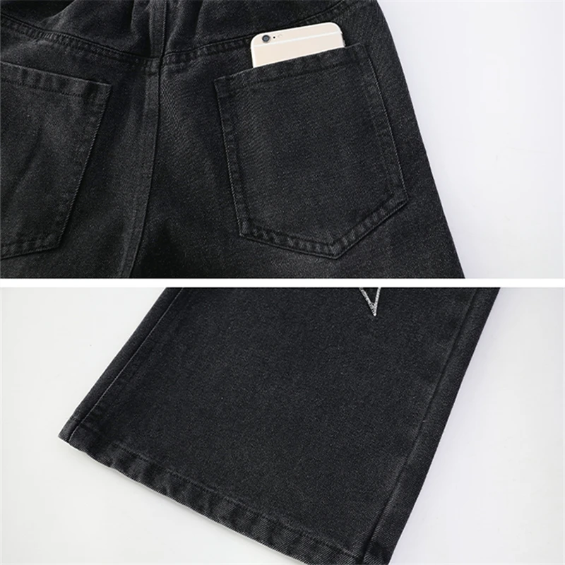 أطفال الخريف مستقيم صالح الجينز الأسود مع نجوم لفتاة توين سن 5 6 7 8 9 10 11 12 13 14 سنة الاطفال أنيق الدينيم السراويل #6