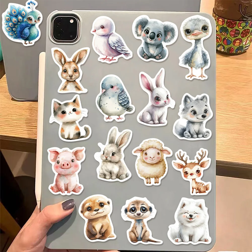 50 قطعة من ملصقات الكتابة على الجدران المتنوعة بألوان مائية لطيفة على شكل حيوانات كرتونية يمكنك صنعها بنفسك لوح التزلج المحمول والكمبيوتر المحمول لعبة ملصقات المكافآت