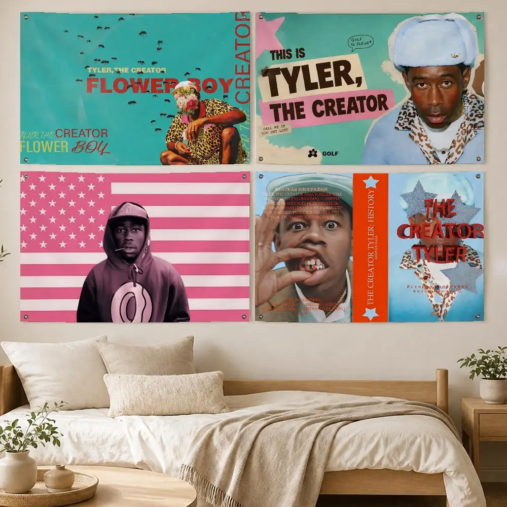 Pop Star Tyler, the Creator Flags Room Bedroom Home Outdoor Wall Hanging Concert Printed Background Decoration Art Banne