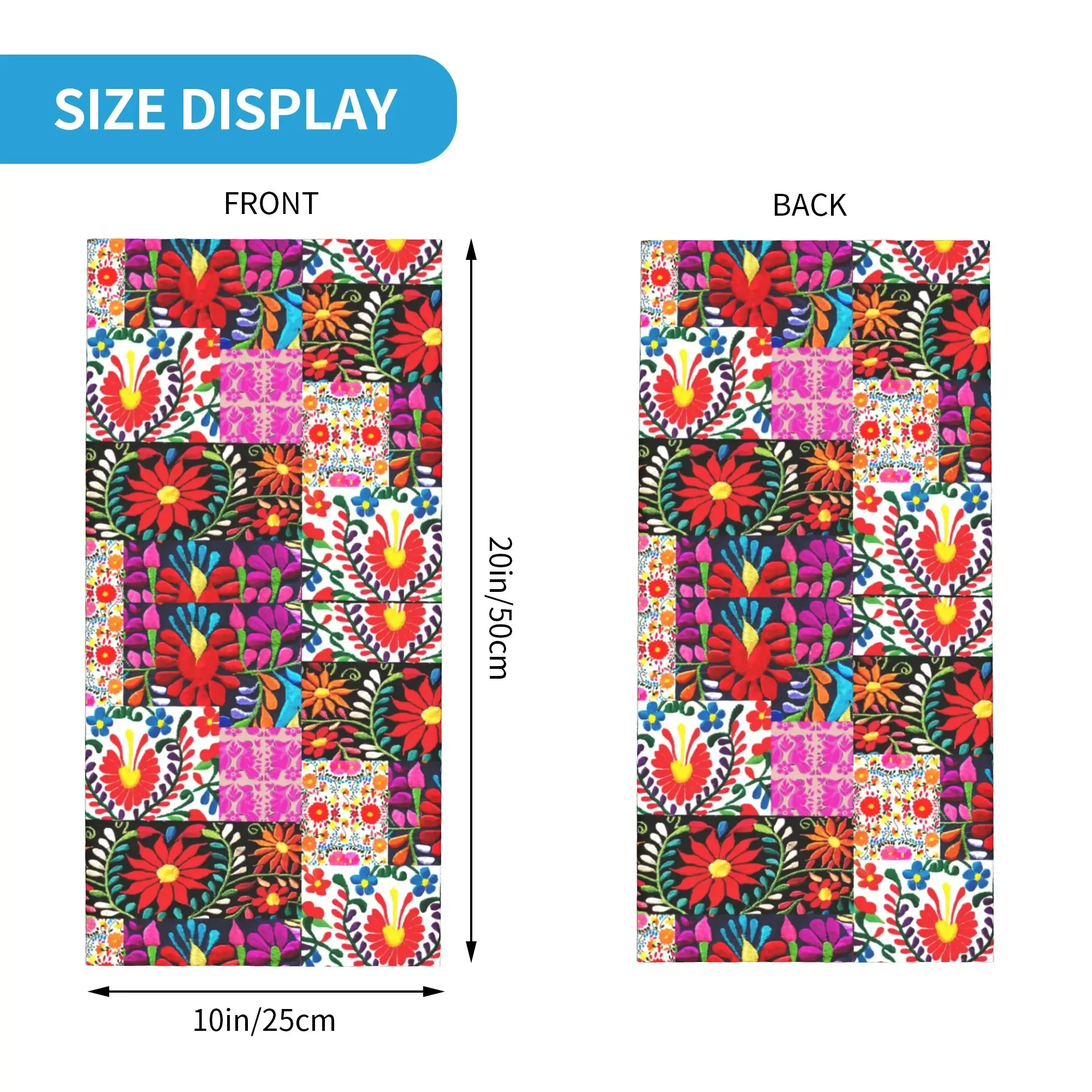 New Mexican Flower Patchwork Print Bandana Winter Neck Warmer Men Windproof Wrap Face Scarf for Hiking  Gaiter Headband
