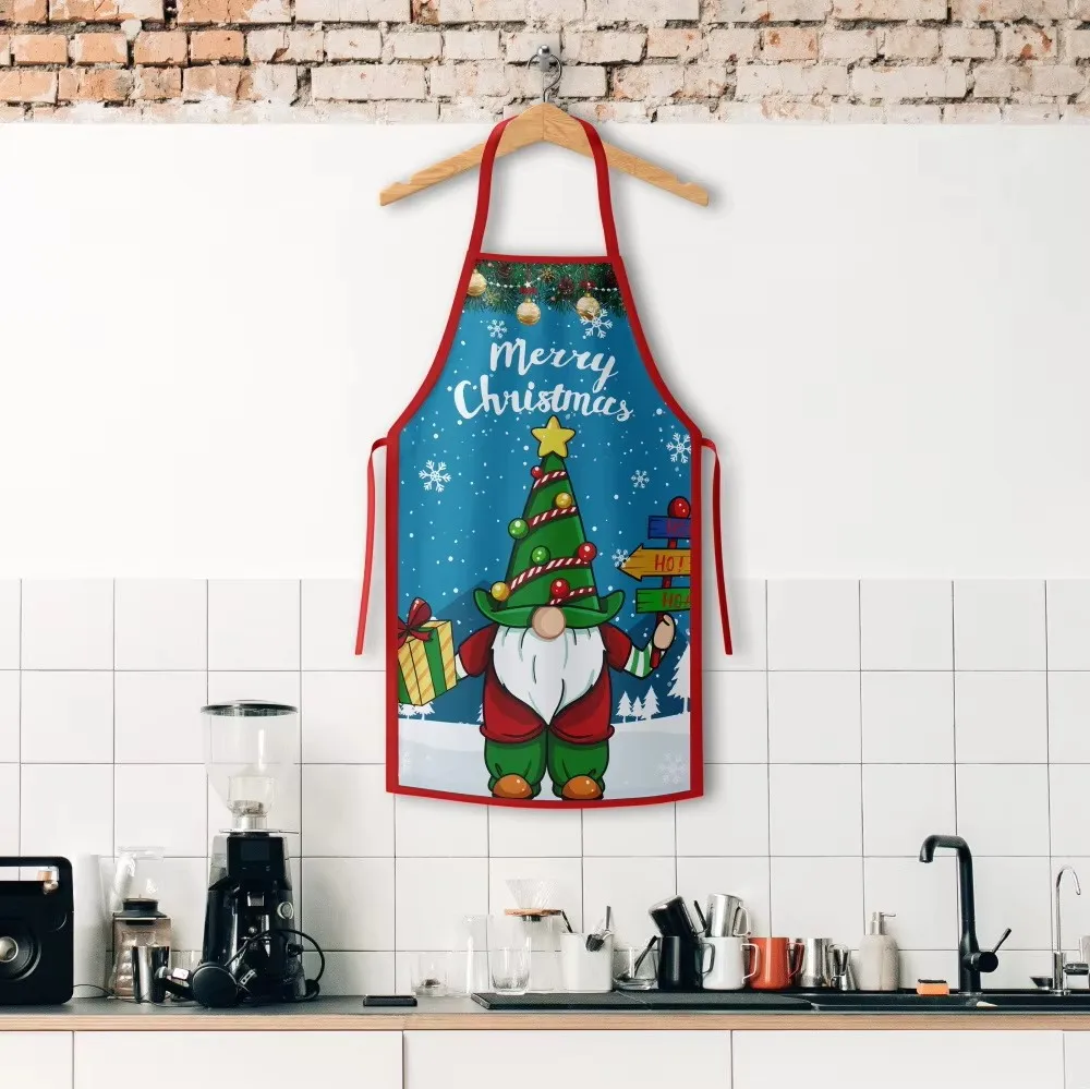 

Home Kitchen Anti-fouling Apron New Print Christmas Decorative Apron European Style Festive Atmosphere Decoration Supplies