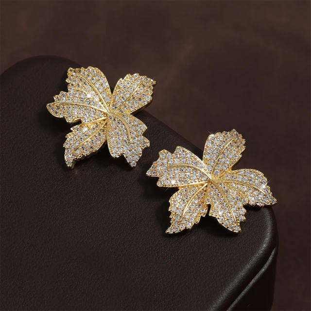 ZAKOL New Sparkling Micropavered Cyrkonia Leaf Flower Kolczyki Eleganckie Luksusowe Glamor Ślubne Party Biżuteria Dla Kobiet