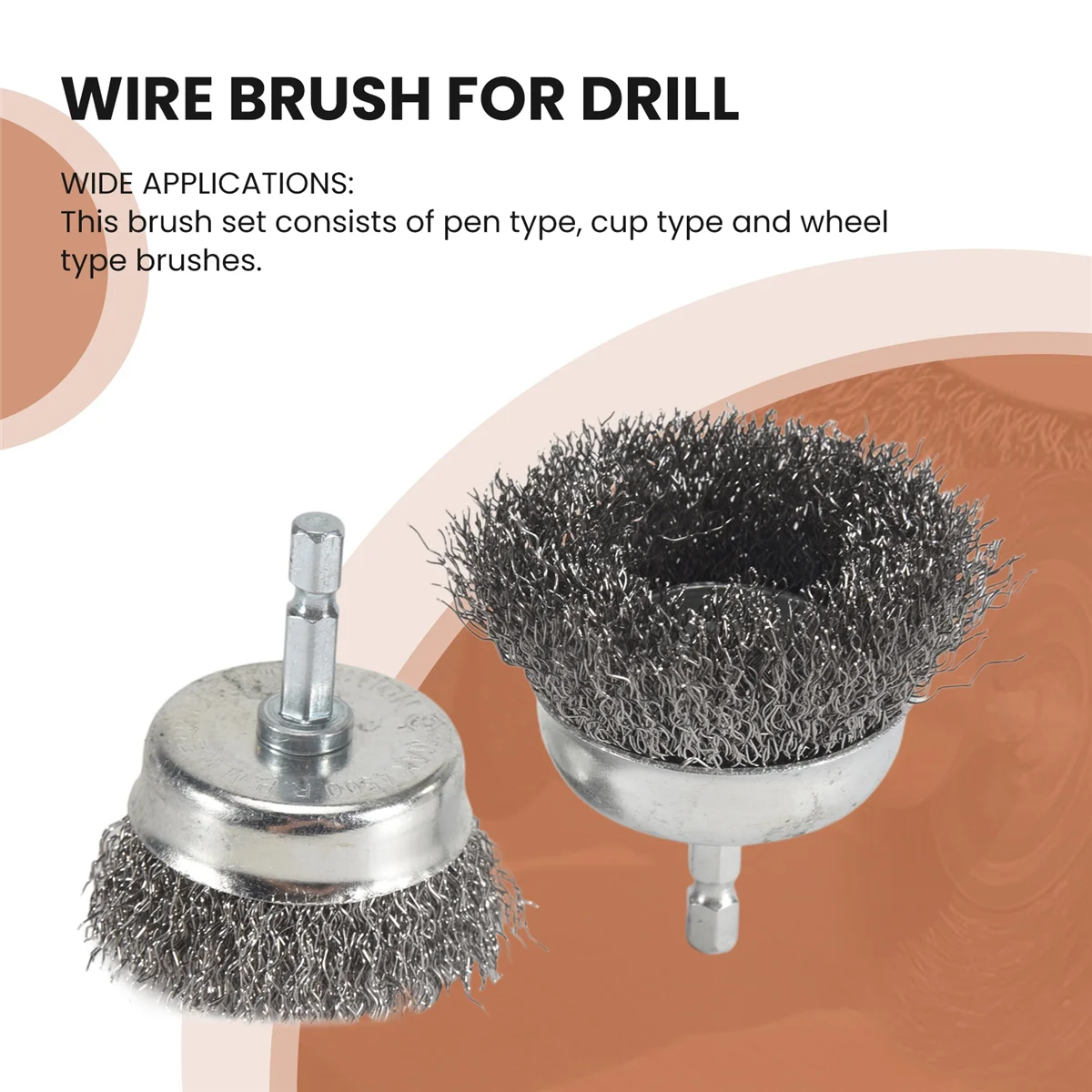 

проволочная щетка для дрели, 9 шт., набор кистей для ручек с грубой гофрированной проволокой для дрели, угольная стальная проволочная щетка с шестигранным хвостовиком для Removin