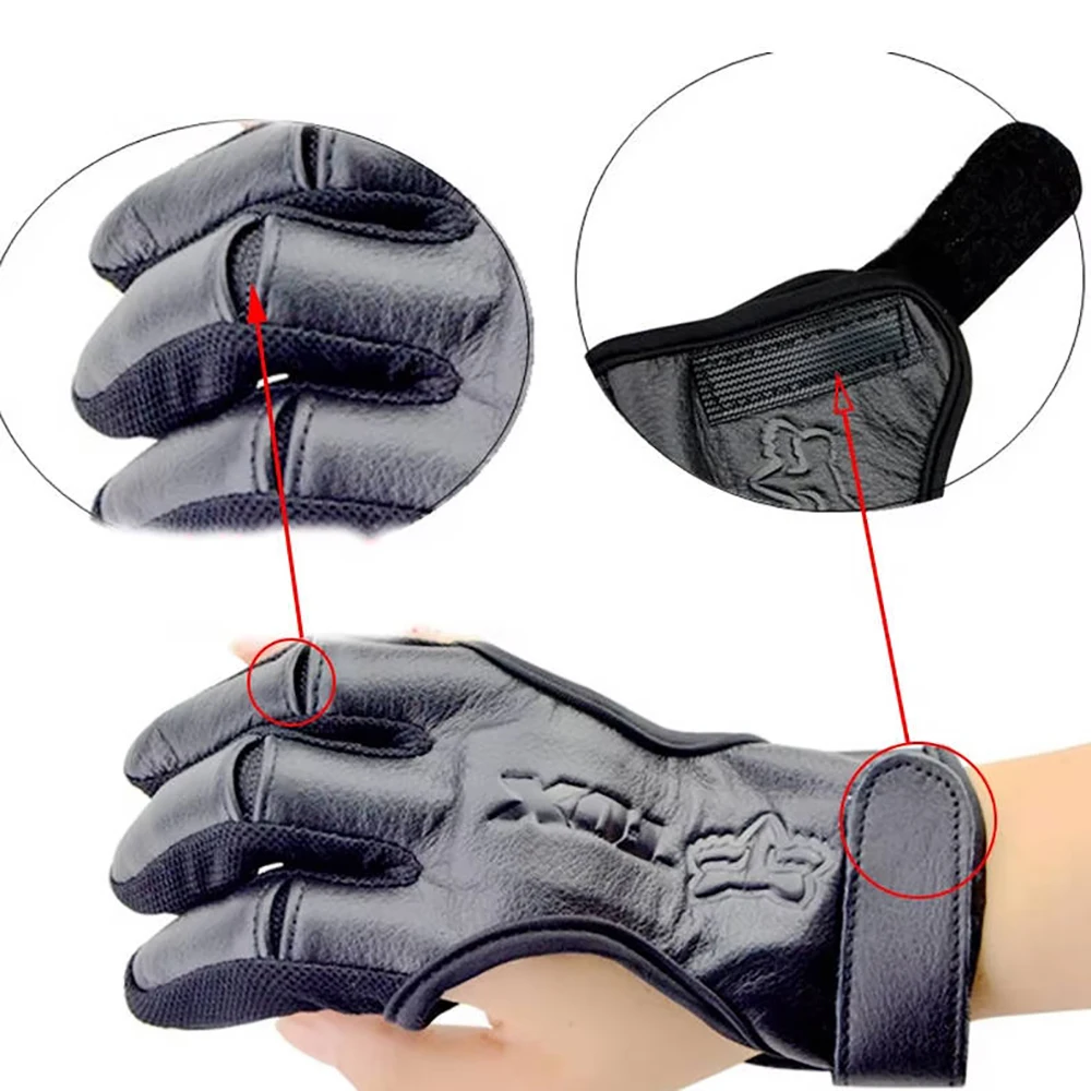 Quality New 3 Finger Gloves Leather In Black High Elastic Hand Protection Archery Protective Gloves for Hunting Shooting