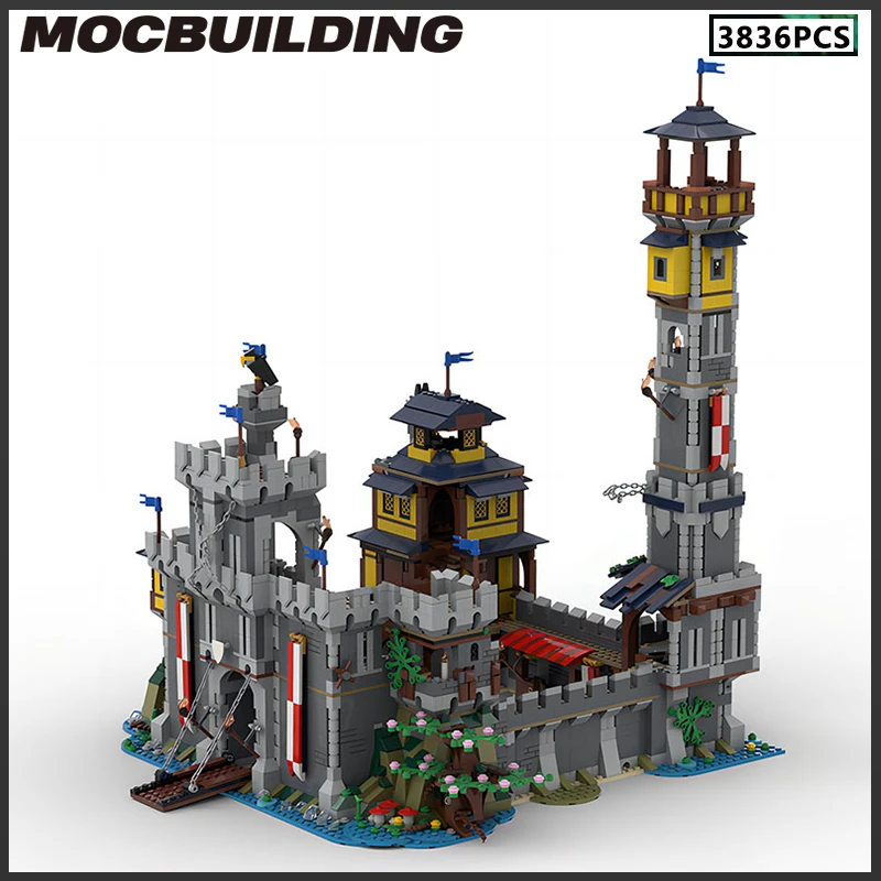 

High Tower Medieval Castle Architecture Modular Model MOC Building Blocks DIY Bricks Birthday Present Street View Series Gift