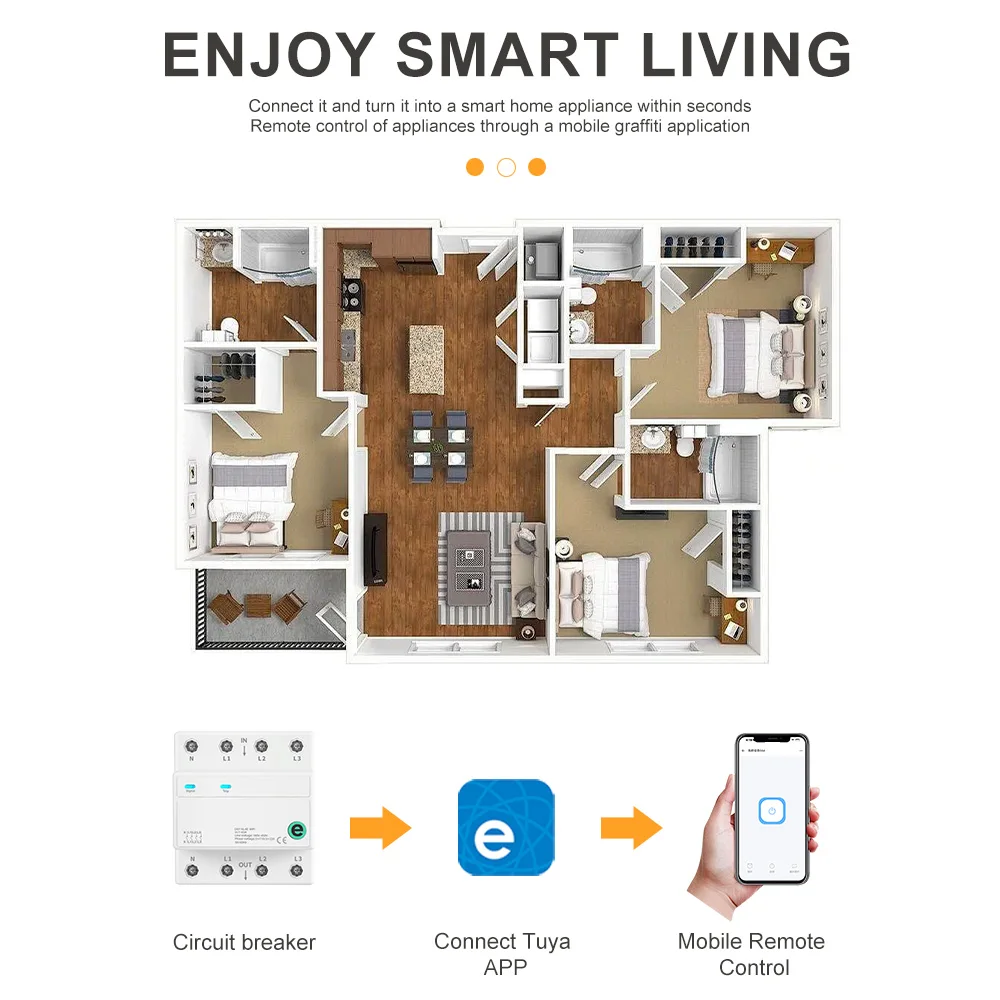 DIN-Schienen-Typ WIFI Smart-Schutzschalter 3P+N 4 Relais Unterbrechung L/N EWeLink App Zeitsteuerung Fernbedienung Ein/Aus 3*110V 3*220V 1-63A – Detail 6