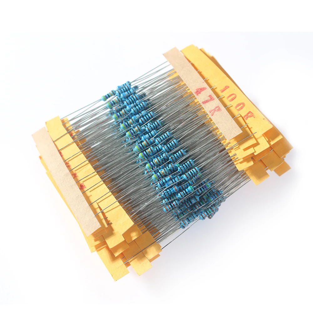 

500PCS 50 Values 1/4W Resistor Assorted Set Pack,1 Ohm ~10M Metal Film Resistor Kit,High-Quality set of resistor 39K 47K 56K 68K