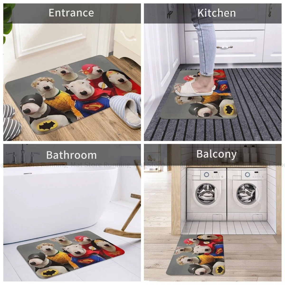 Bull Terrier Pet Dog Bath Mat Funny Doormat Kitchen Carpet Balcony Rug Home Decor