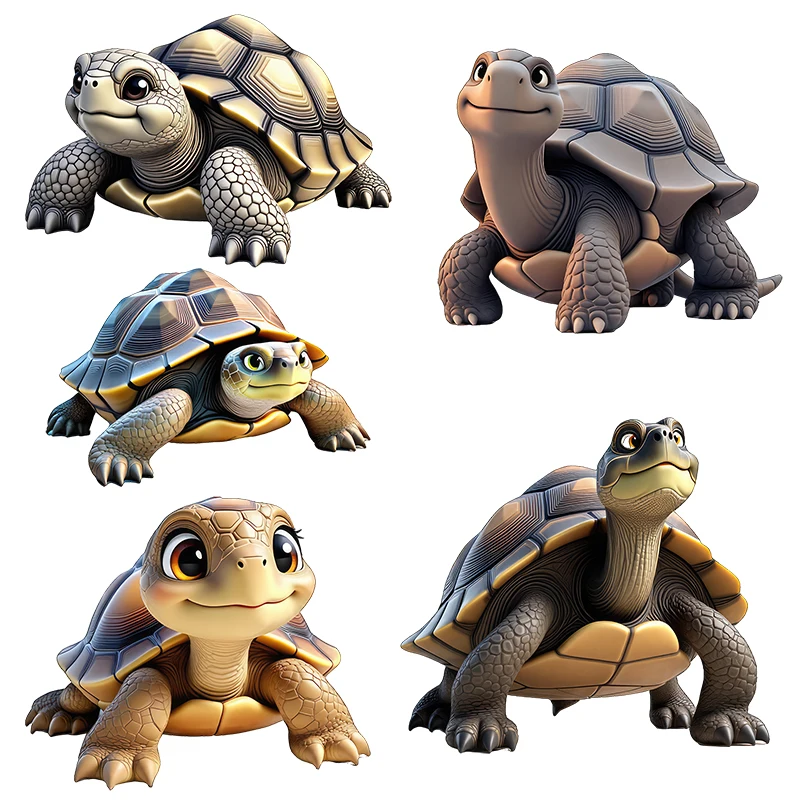 Three Ratels CG261 Brown cartoon turtle wall sticker for kid's bedroom decoration funny car sticker