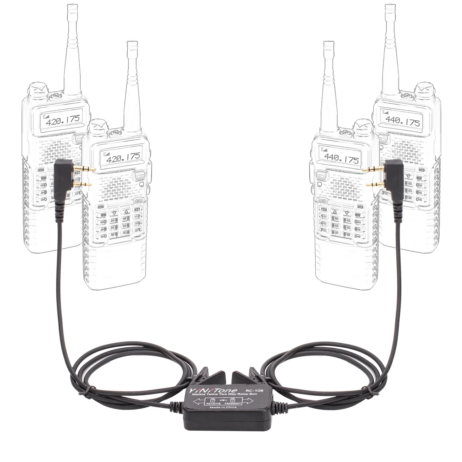 RC-108 Two Way Relay Walkie Talkie Repeater Box For Two Handheld Radio Baofeng Wouxun Puxing HYT TYT Zastone K-Type 2-Pin