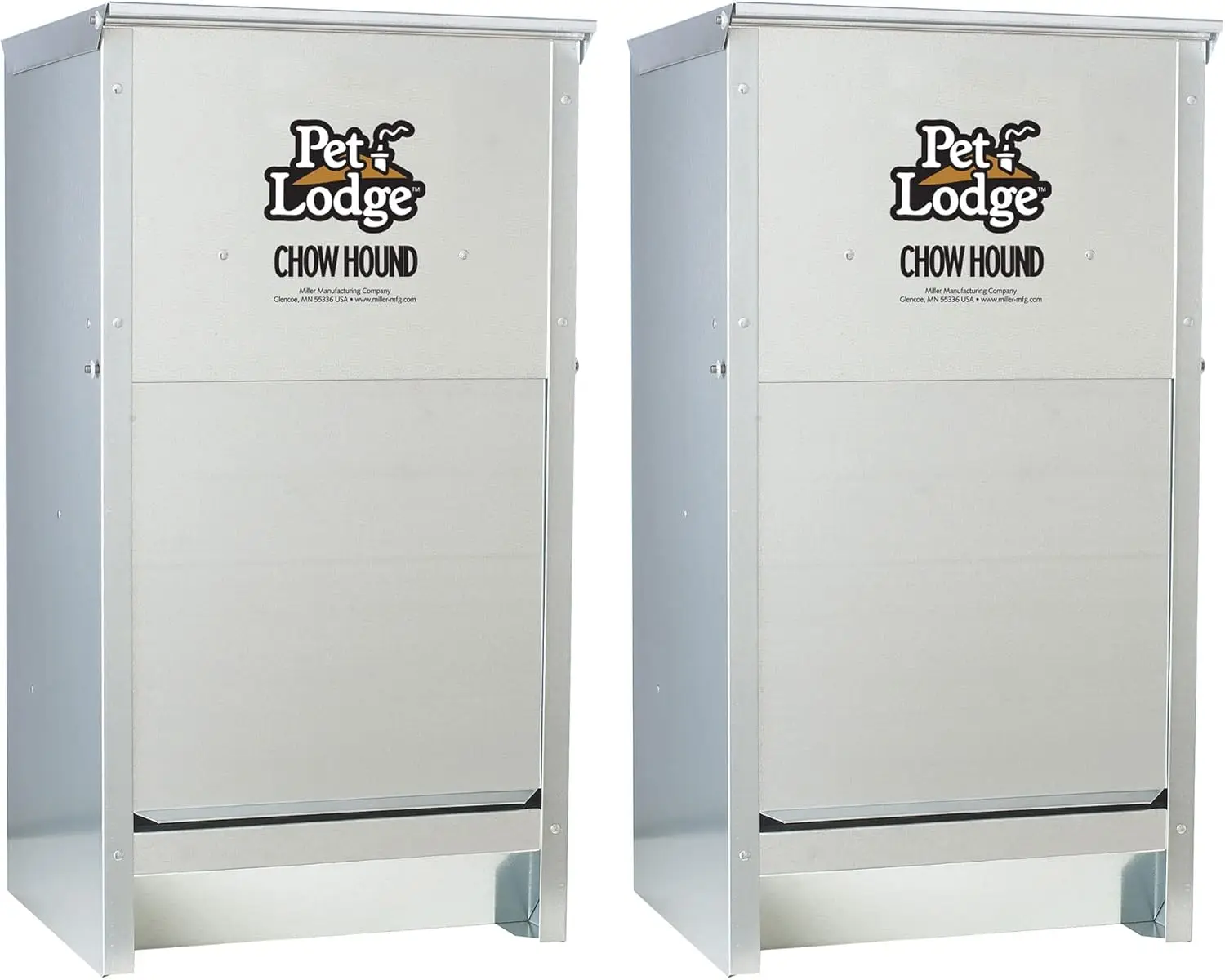 

Chow Hound 25 Pound Capacity Heavy Gauge Steel Indoor and Outdoor Dry Food Automatic Dog Feeder, Pack of 2, Silver-HOT