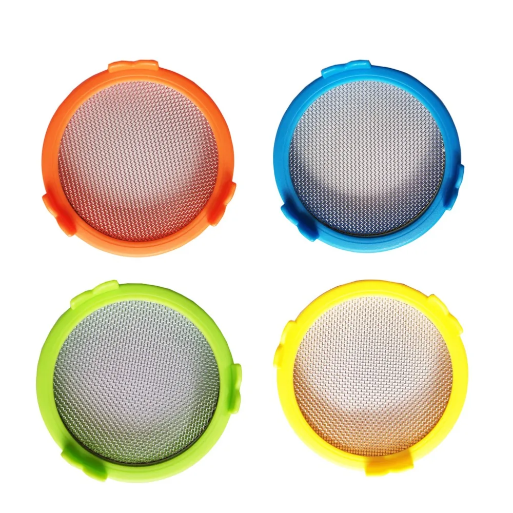 4pcs Plastic Ring Sprouting Lids Colorful 86mm Wide Mouth Seed Sprouting Lids Fine Hole Breathable Tight Seal Mason Jar Lids