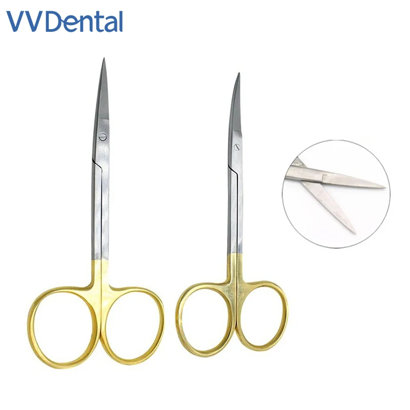 VVDental Dental Stainless Steel Scissors Straight Curved Tip Head Scissors Forceps Medical Tools for Dental Clinic Medical Disse