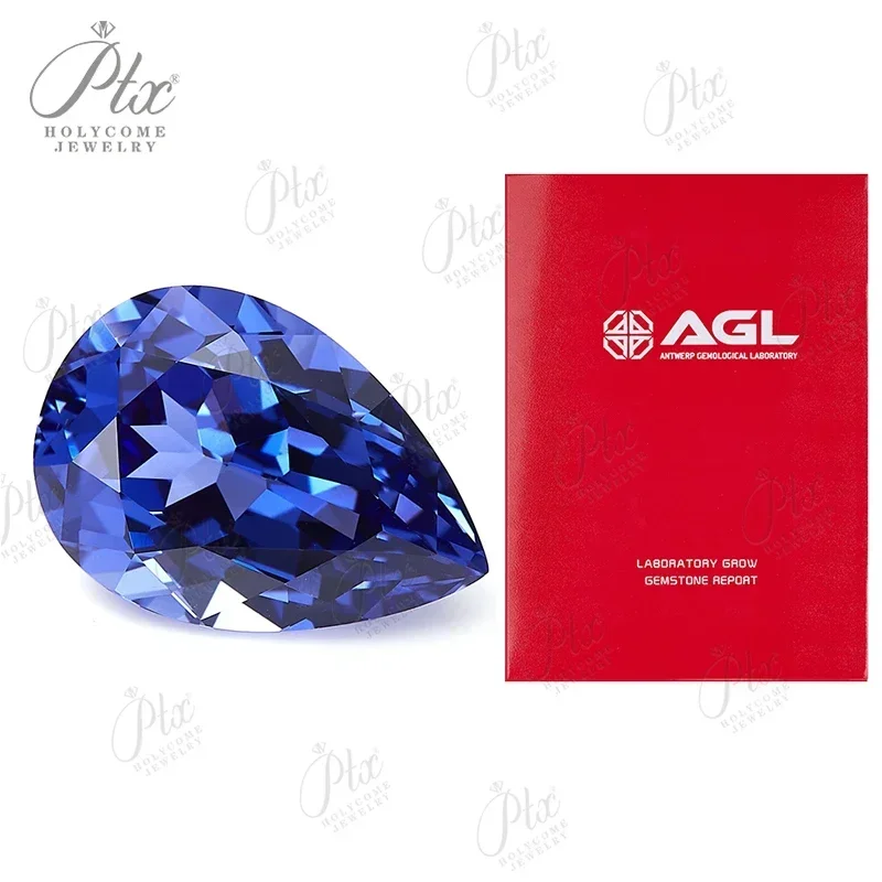 Lab Grown Sapphire Brilliant Pear Shape Royal Blue Color AGL Certificate Manufacturer China Wholesale Finishing Stone