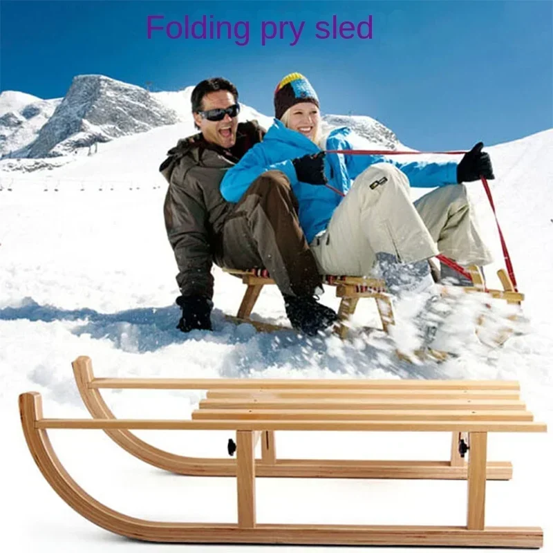 Folding wooden ski car imported original wooden sled snow sledge snowboard.