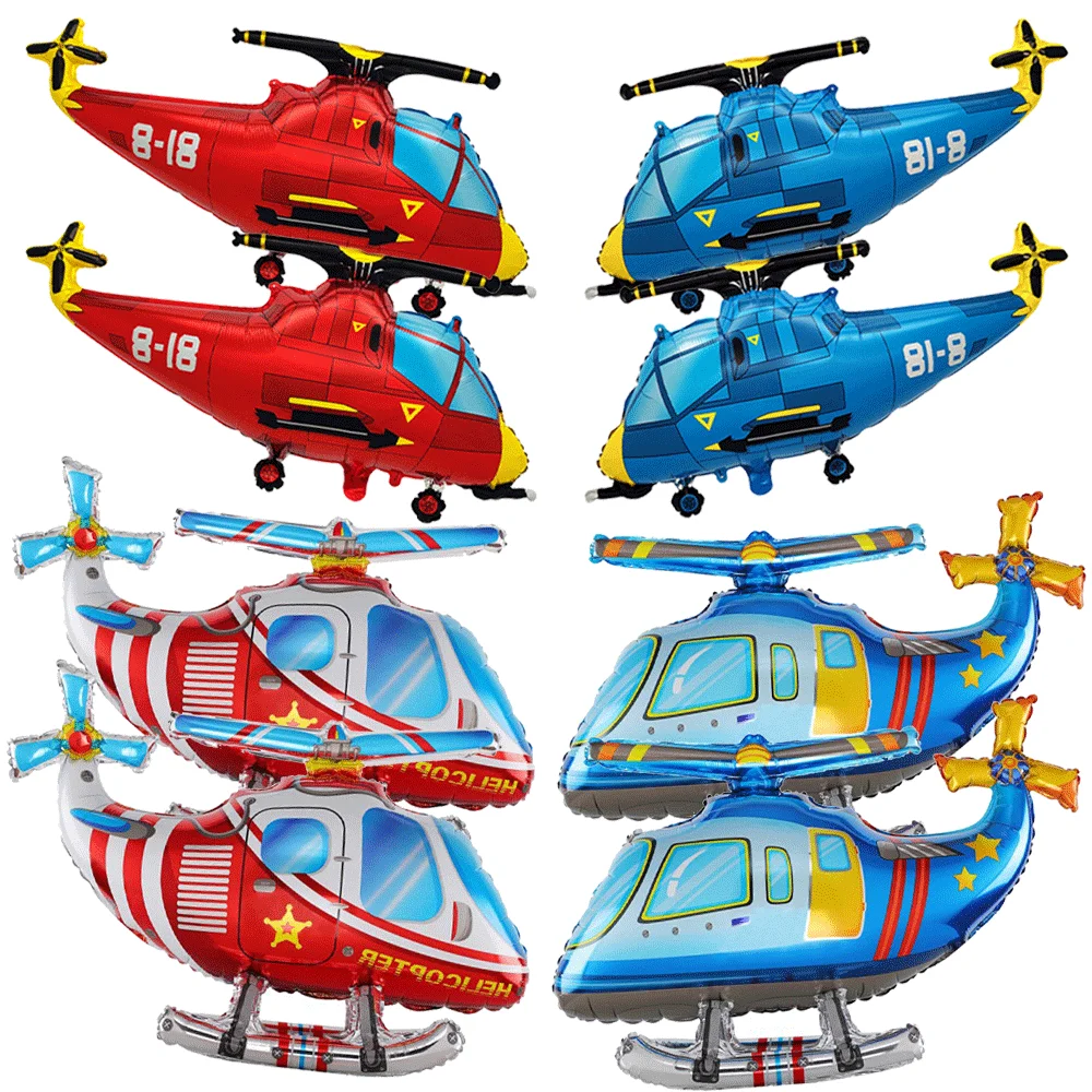 3D Standing Helicopter Airplane Foil Balloons Camouflage Fighter Police Chopper Kids Pilot Aviator Adventure Theme Party Decors