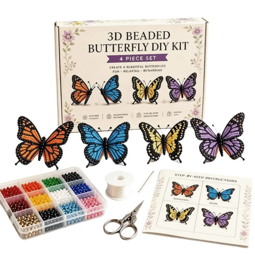 Tiny Beads 3D Beaded Animal Kit Animal Shape Creative Craft Bead Weaving Kit Cute Design Handmade Bead Art Kit Gift Giving