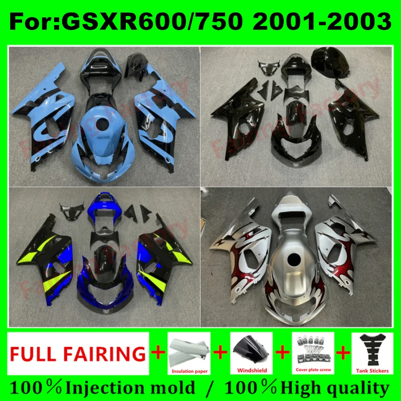 for K1 GSXR 600 750 2001 2002 2003 gsxr600 gsxr750 full Fairing ABS Body Kit Motorcycle Fairings GSXR600 GSXR750 01 02 03 zxmt