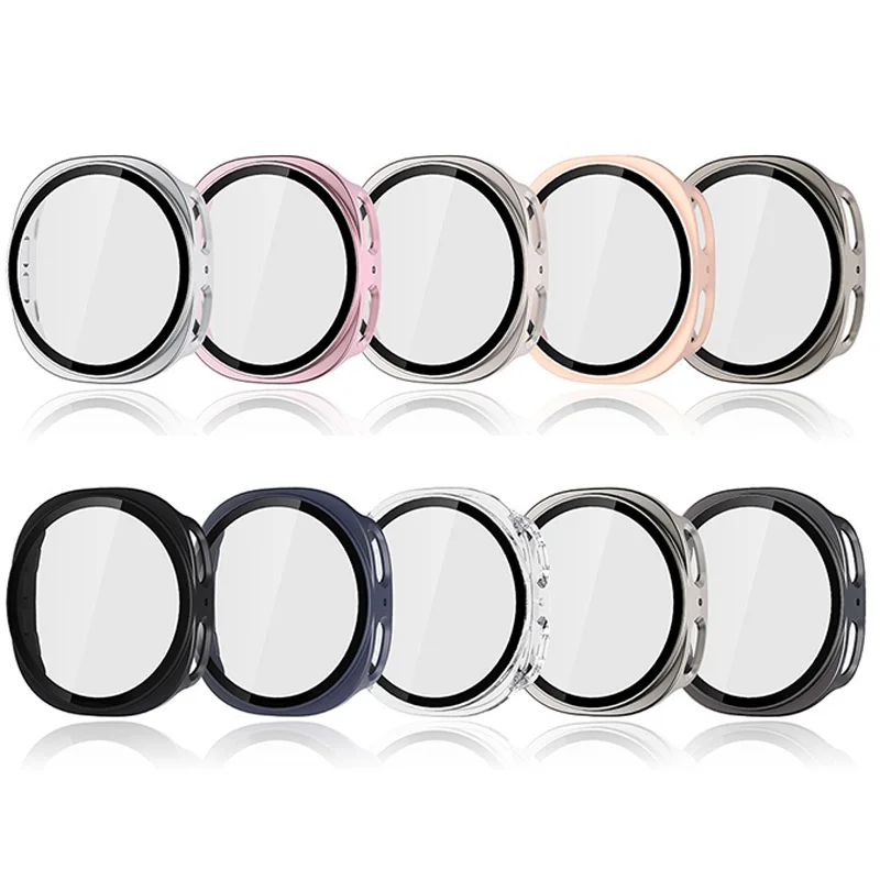 強化ガラス + ケースサムスンギャラクシーウォッチ 8 アクセサリーオールラウンドハード PC バンパーフレームスクリーンプロテクター 40 ミリメートル 44 ミリメートルカバー