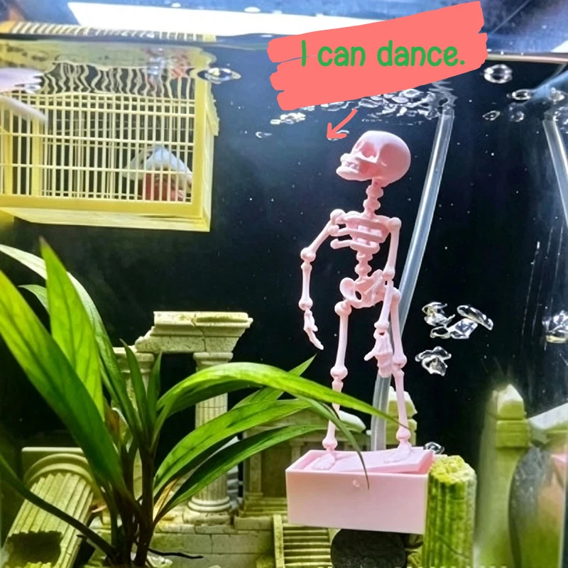Luminous Skull Dancing Skeleton With Water Pipe 50cm Aquarium Oxygen Pump Halloween Fish Tank Ornament For Home Decoration