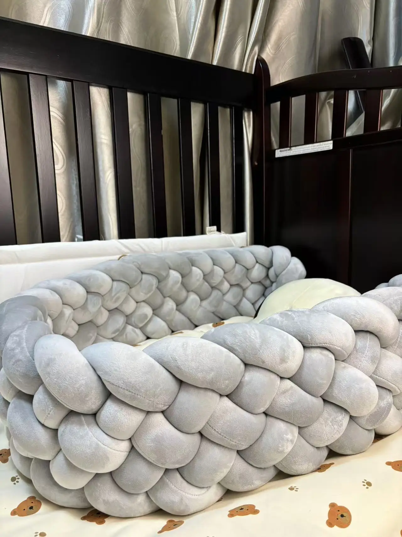 Бампер для детской кровати для новорожденных, 6 узелков, бампер для детской кроватки, защита для комнаты, Декор, детская зимняя коса для кровати, бампер для детской кроватки