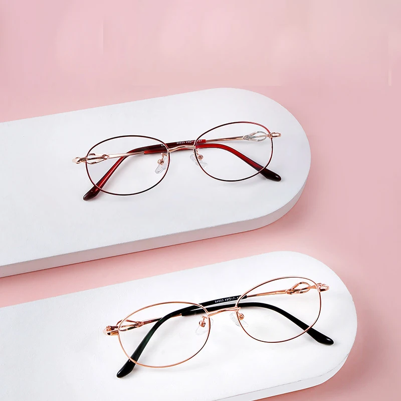 MOMOJA New Elegant Fashion Eyewear Ultra Light Alloy Spectacle Optical Prescription Glasses Frame Woman Small Eyeglasses 34023