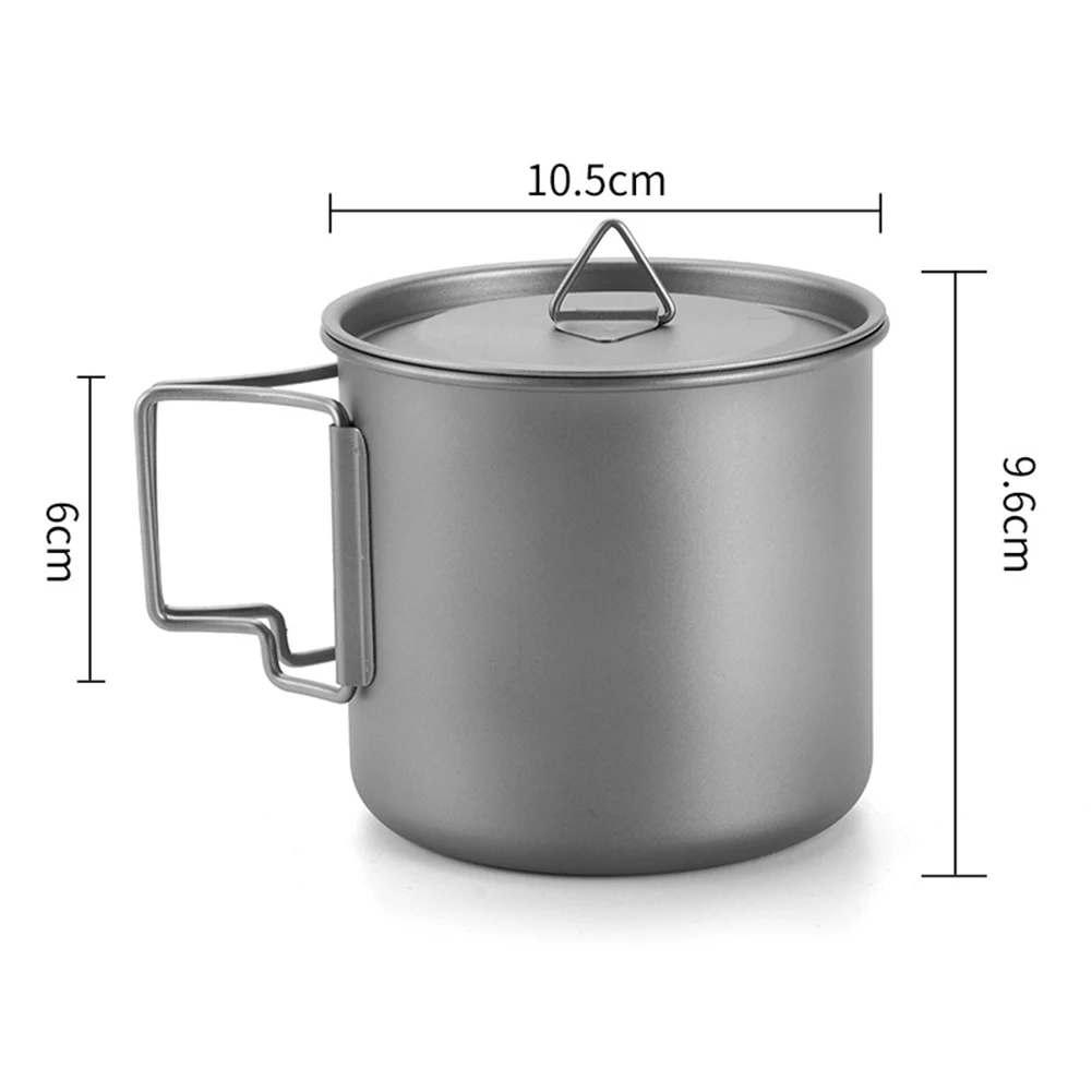 High Performance High Quality Titanium Cup Foldable Hhandle Gray Outdoor Camping Picnic Comes With A Dust Cover