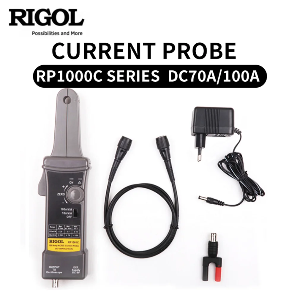 RIGOL RP1001C RP1002C Current Probe | DC 70A/100A Range, 300kHz/1MHz Bandwidth | Universal BNC for Power & Battery Test